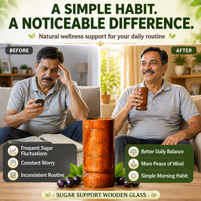 Sugar Balance Jamun Wood Water Glass (100% Ayurvedic)
