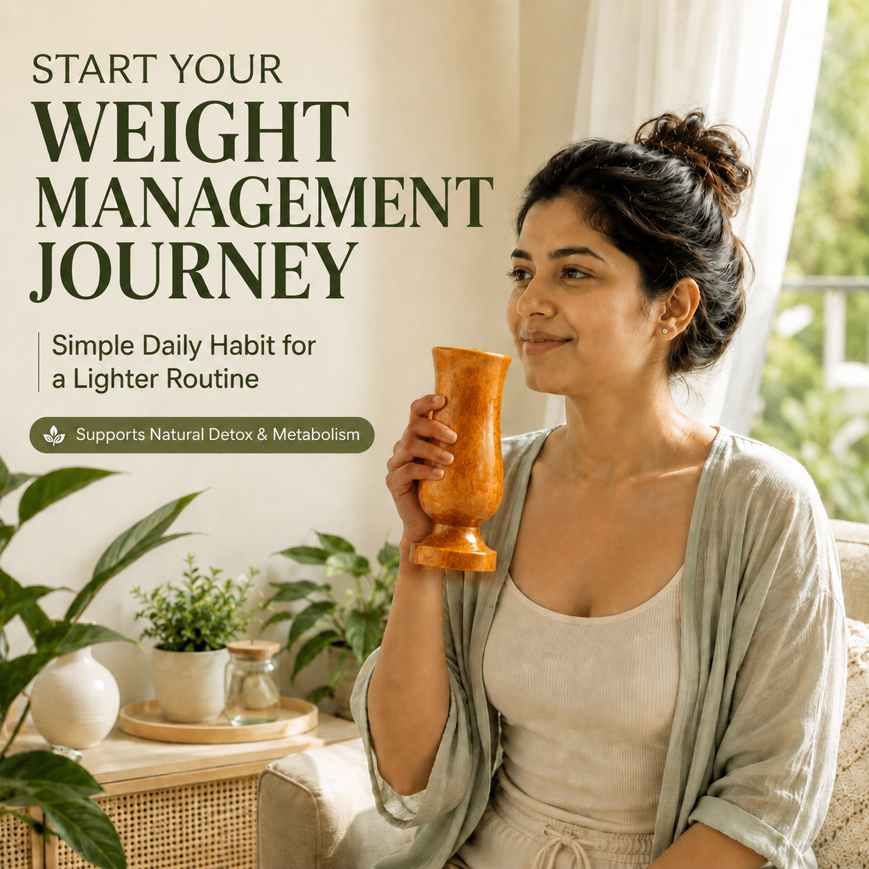 Weight Loss and Body Detox Wooden Water Glass