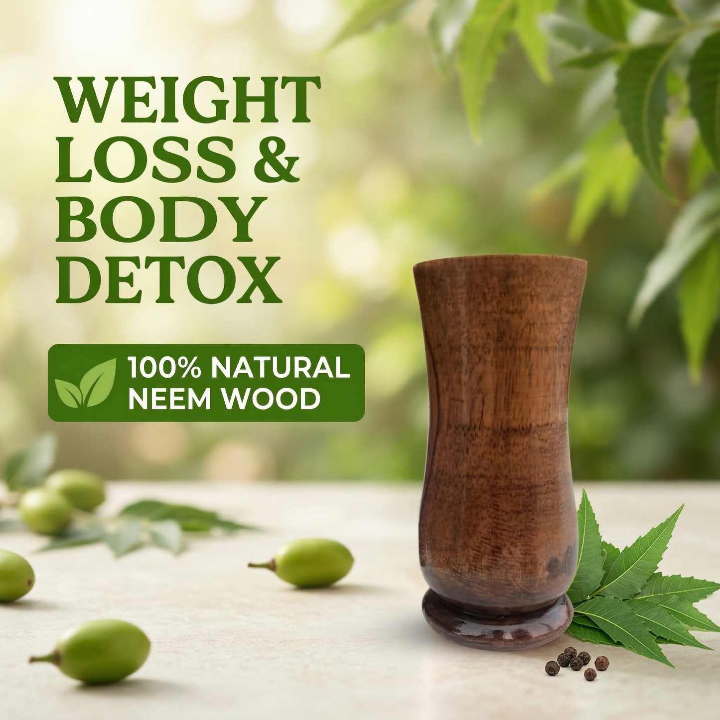 Weight Loss and Body Detox Wooden Water Glass (All Natural)